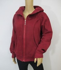 Womens Hoodies Zip Up Sweatshirt Ladies Fleece Jacket Hooded Top Size Xs~s Red