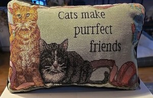 Cats Make Purrfect Friends Decorative Pillow 8"x12” Embroidered Look