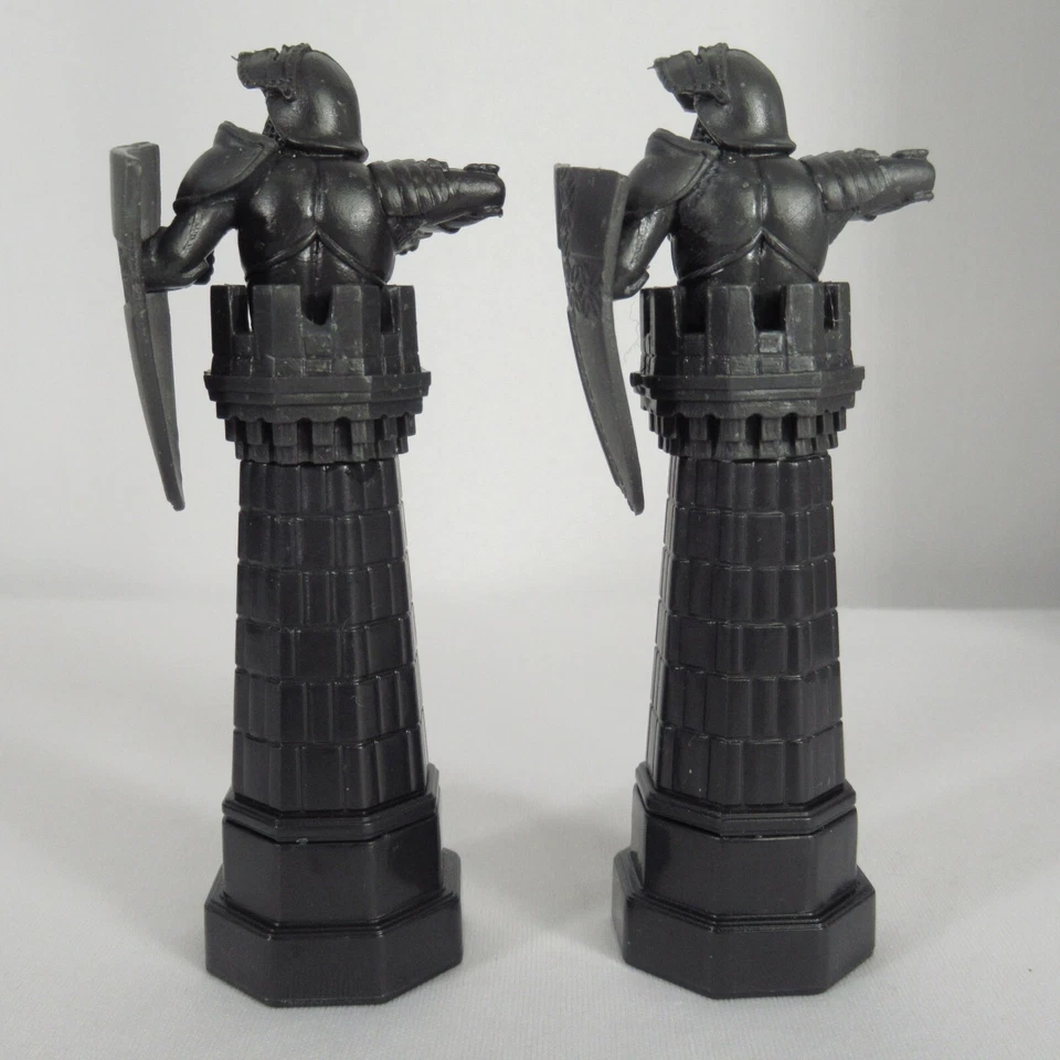 Harry Potter Wizard Chess Replacement Pieces 2 Black Speckled Rooks 2002 - Image 2 of 4