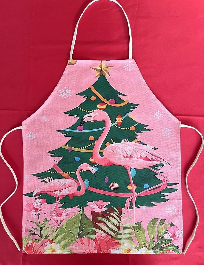 Christmas Flamingo Apron Pink Fun Baking Holiday Gift New