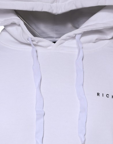 John Richmond Logo Blanco Algodón Sudadera con Capucha Hombres Suéter Auténtico - Imagen 2 de 5