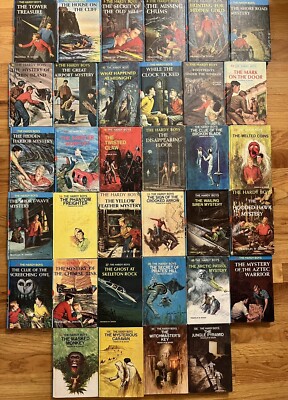 Lot of 34 Hardy Boys Series - Grosset & Dunlap - 1-6; 8-15; 18 19;54-56; Dixon