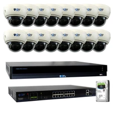 16CH NVR (16) 4K 8MP 3X Zoom Microphone POE Dome Security Camera System 2TB HDD