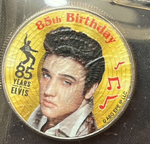 Elvis Presley 85th Birthday Gold Record Coin - Colorized Half Dollar New 2015