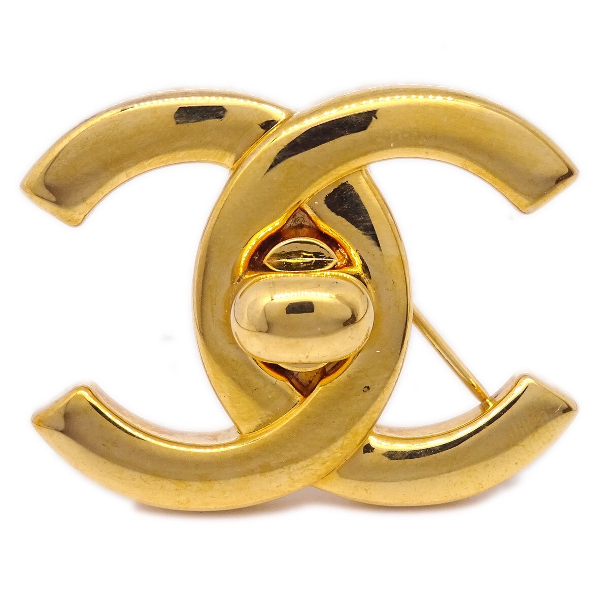 Chanel Turnlock Brooch Pin Gold Large 96P KK90843 | eBay
