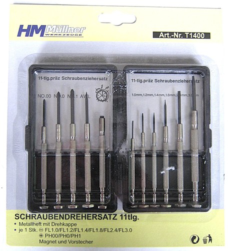 Feinmechaniker Schraubendreher Set 11 tlg. Set Mini Präzision Schraubenzieher