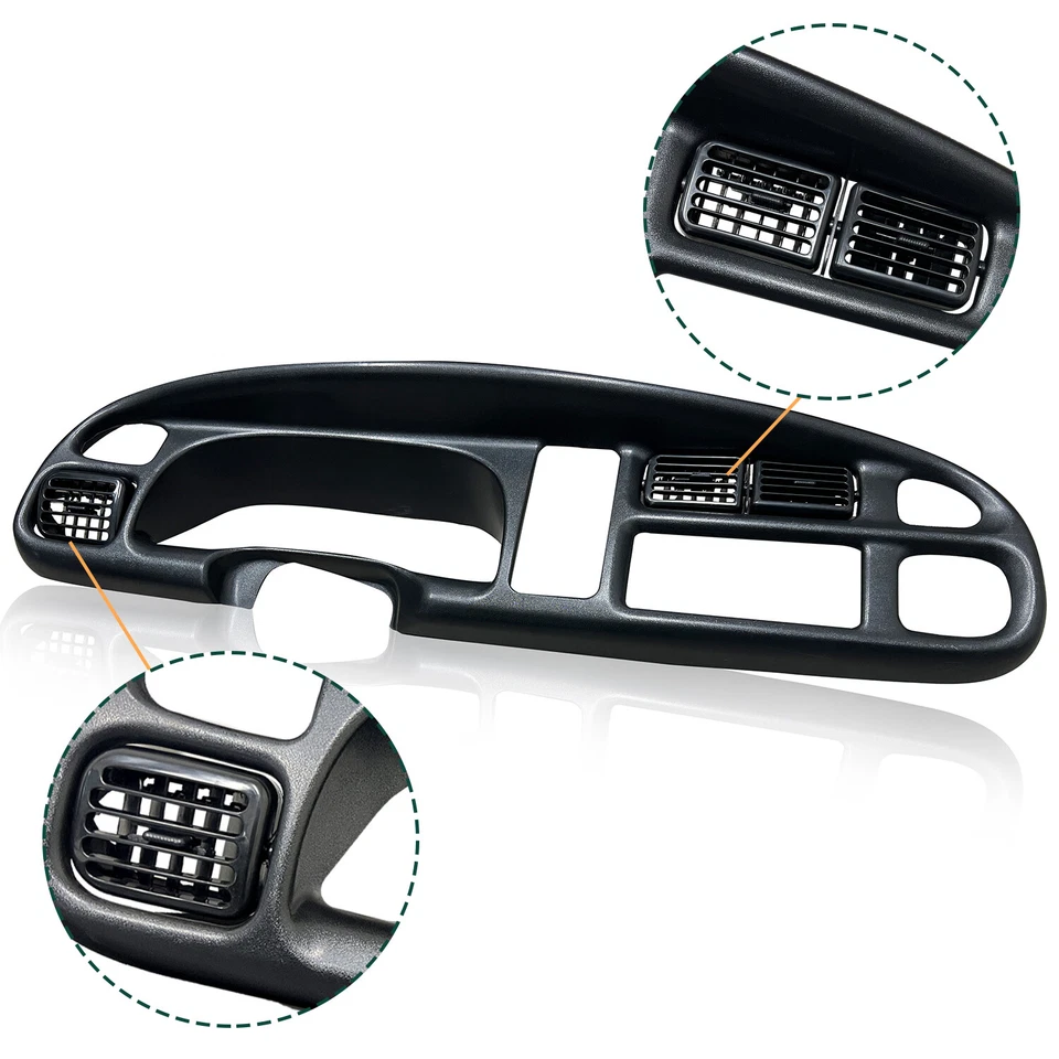 For 98-2002 Dodge Ram 1500 2500 3500 Pickup Black Dashboard Bezel W/ Vents - Imagem 4 de 4