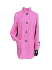 New Ladies Abraham Moon Pink Pure Wool Herring Bone Tweed 34 Coat