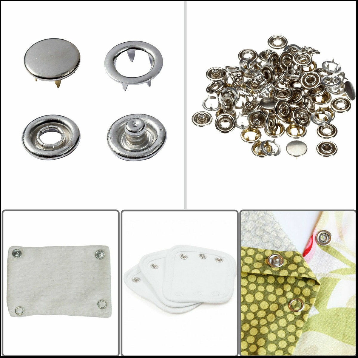 20 Sets De Boutons Pression Pour Jersey – Argent, 10 Mm, Avec Presse Et œillets 5 Griffes (Neuf)
