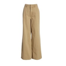Good American Good Skate khaki Trouser 90s Wide Leg Pant Baggy Relaxed 8/29 flaw