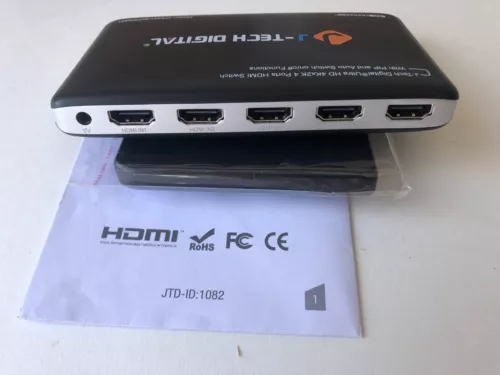 J-Tech Digital 4K/30HZ 4-Port HDMI Switch with PIP IR HDCP1.4 Wireless Remote BK