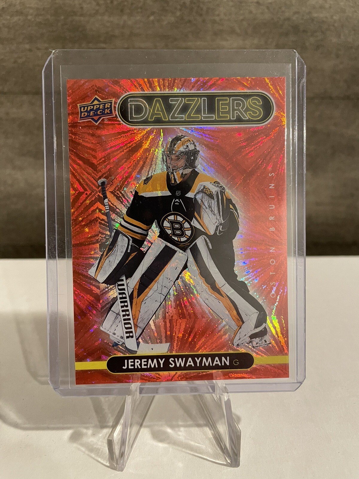 2021 UPPER DECK DAZZLERS RED #DZ4 JEREMY SWAYMAN RC BRUINS