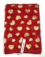 NEW LOVE VALENTINE RED WITH GOLD HEART 100% COTTON SOFT BATH TOWEL