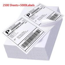 5000 Half Sheet Shipping Labels Page 8.5x5.5 Self Adhesive Round 2 Per Sheet US