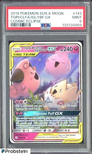2019 Pokemon Sun & Moon Cosmic Eclipse #143 Togepi Cleffa Igglybuff Gx PSA 9