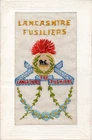 THE LANCASHIRE FUSILIERS REGIMENT: RARE WW1 EMBROIDERED MILITARY SILK POSTCARD