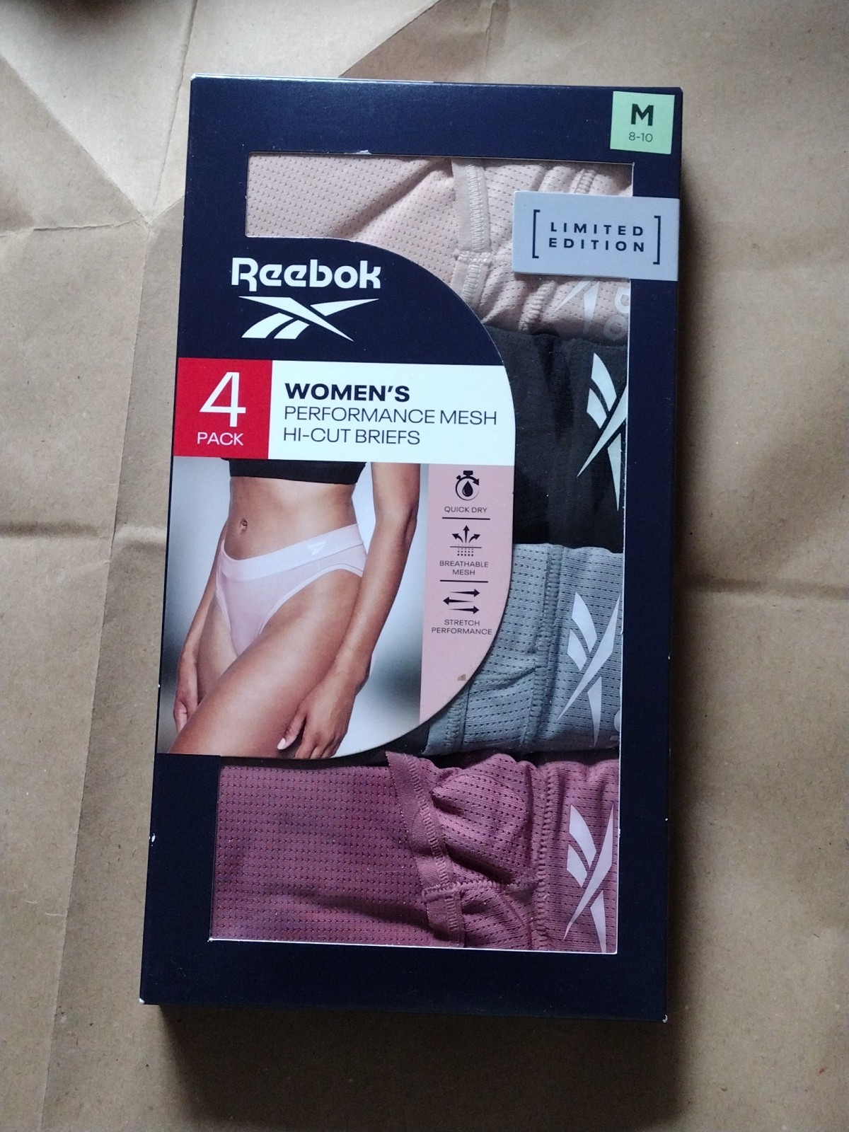 4-Pack REEBOK Women’s M HI-CUT Air Tech Performance Stretch Mesh Quick Dry NEW W