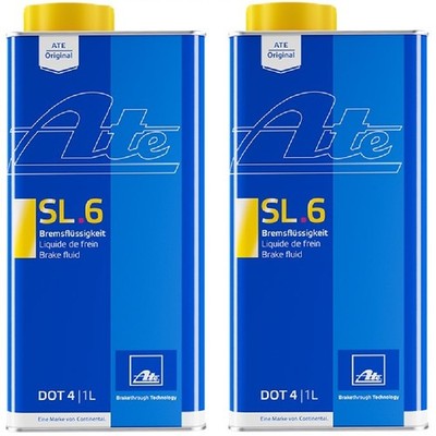 ATE Original Bremsflüssigkeit DOT 4 SL.6 2x1 Liter ABS ASR ESP Brake Fluid DOT4
