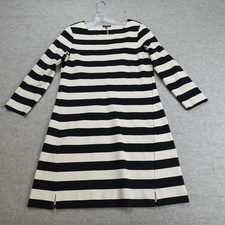 Theory Women's Dress Medium Black Beige Striped Zamora Onita Made in USA