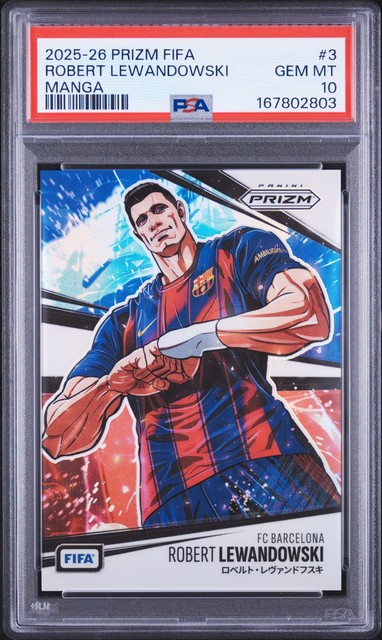 2025-2026 Panini Prizm Fifa Manga #3 Robert Lewandowski PSA 10