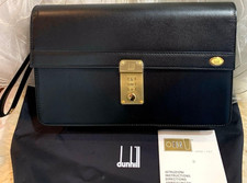 Dunhill Second Bag Clutch Bag Dial Lock Type Black Leather Men's Width 27cm