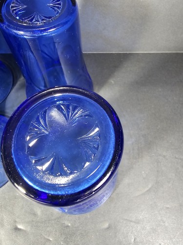 VTG Hazel Atlas Royal Lace Cobalt Blue Pitcher & 5 Glasses Set - Picture 10 of 15