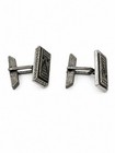 Vintage Sterling Silver Marcasite Onyx Initial K Cufflinks Art Deco — photo 5