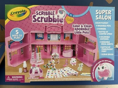 Crayola Scribble Scrubbie Pets Super Salon, Color, Paint & Wash Toy Animals NEW