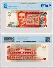 Philippines 20 Piso, 2007, P-182j.3, UNC Authenticated
