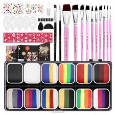 Professional Face Painting Kit for Kids 12 Colors Paint - 35 Piece Set