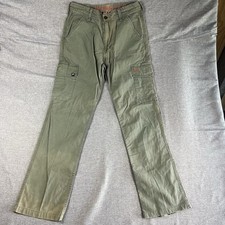 Angry Minds Pants Mens 32 Green Straight Fit Button Cotton Zip Streetwear Pocket