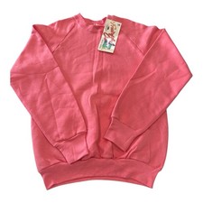 Vtg 80s Fruit of the Loom Pink Sweatshirt Sz Medium USA Blank Deadstock Cozy