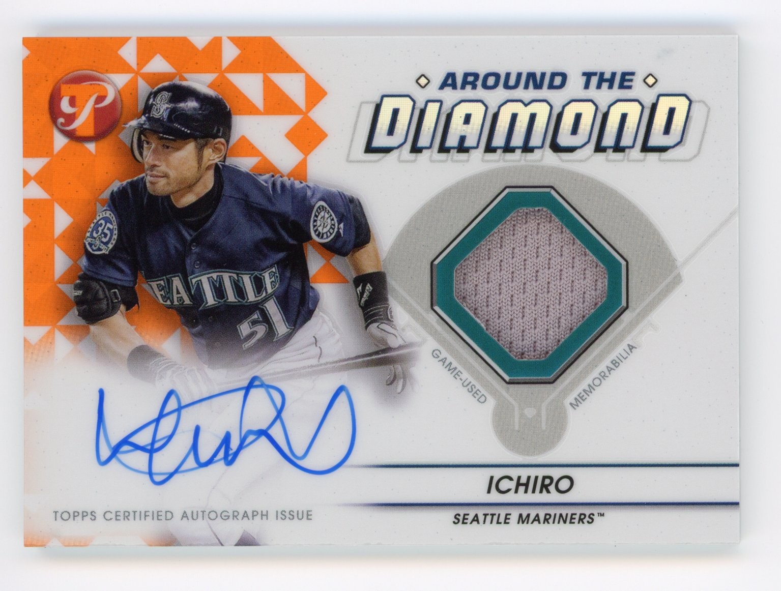 2023 TOPPS PRISTINE ICHIRO SUZUKI PATCH AUTO /25 #ADR-I AROUND DIAMOND GAME USED
