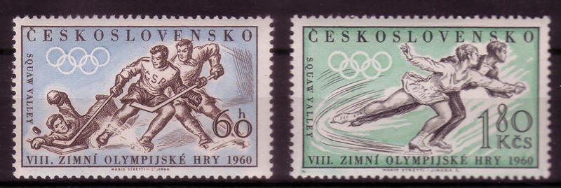 Czechoslovakia 1960. Olympic Winter Games, Squaw Valley Scott # 965-966. MNH, VF