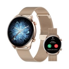 Gold Stainless Steel Smart Watch Fitness Tracker Bluetooth Calling