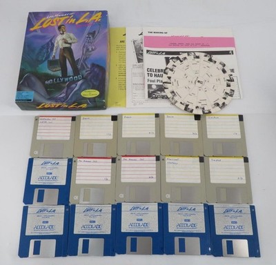 CIB - Les Manley Lost in L.A. Accolade 3.5'' Game Big Box (IBM PC CD-ROM, 1991)