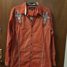 Roar Signature Button Up Shirt Mens M Vintage Y2K Embroiderded Western Style