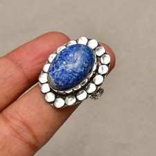 Lapis Lazuli Gemstone 925 Sterling Silver Handmade Jewelry Ring Size 7