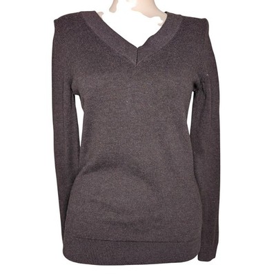 Chocolate Brown Sweater Women Small Minimalist Capsule Parisian Business Layer