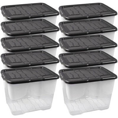 STRATA Curve Aufbewahrungsbox transparent 10x 24L stapelbar + Deckel, Kunststoff