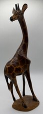 African Carved Wood Giraffe Figurine Sculpture Safari Animal Decor