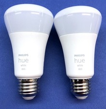 2 Pack Philips hue White A19 800 Lumen 9.5W 2700K Led Smart Bulb 9290022268B