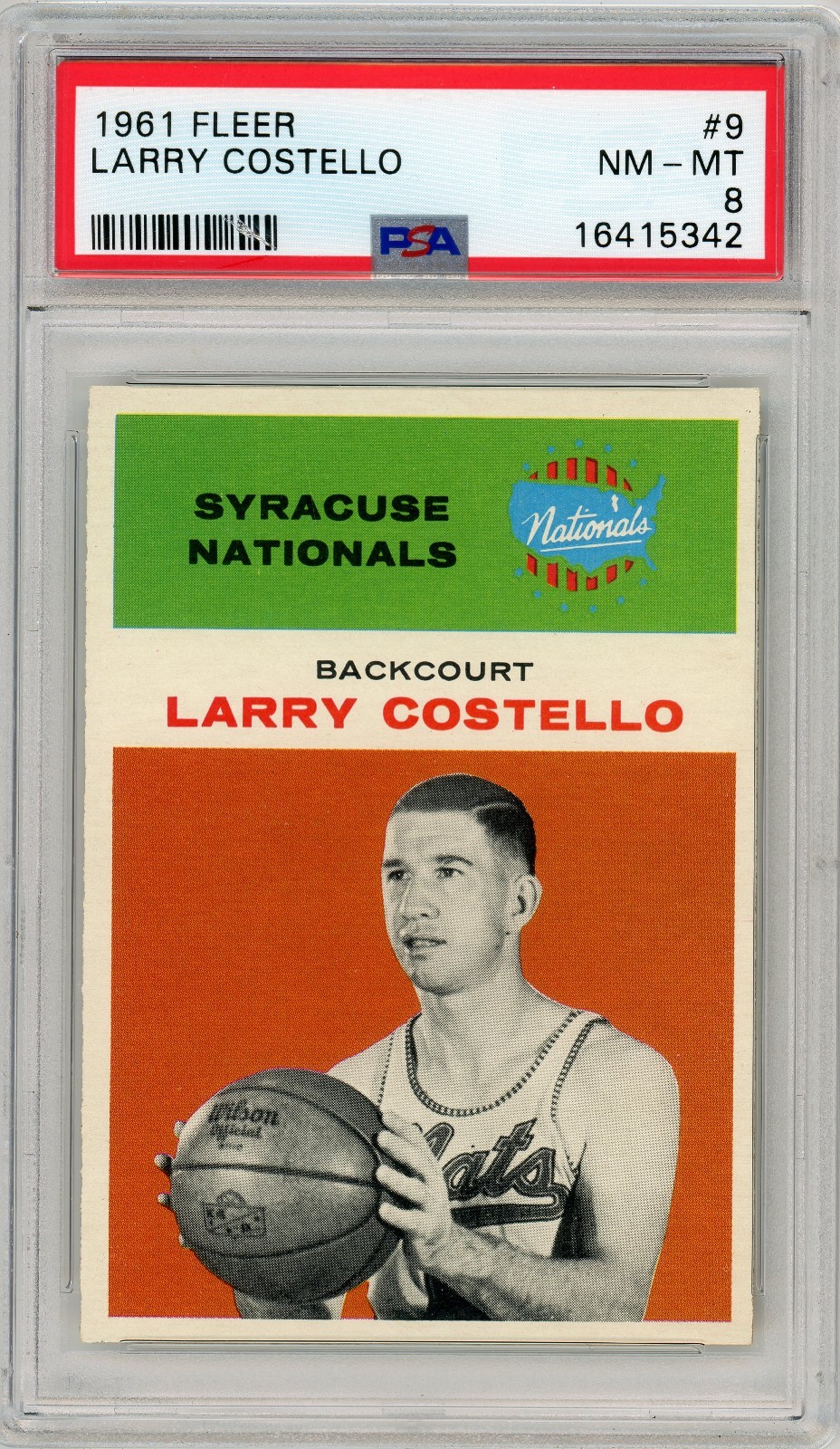 1961 Fleer #9 Larry Costello PSA 8