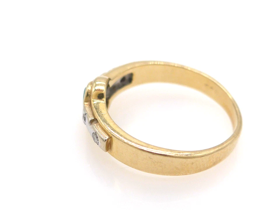 Größe 52 Ring 585 GOLD 14 Karat Bicolor Diamant diamond bague Smaragd G3921/25 - Bild 4 von 4