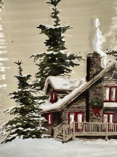 St. Nicholas Square “Snow Valley” Square Plate Cabin Pine Tree 10 1/2” - Picture 4 of 8