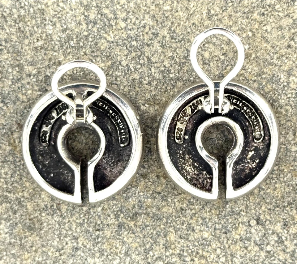 Barry Kieselstein Cord Modernist Clip On Earrings Sculptural Circle 925 Sterling - Image 4 of 4