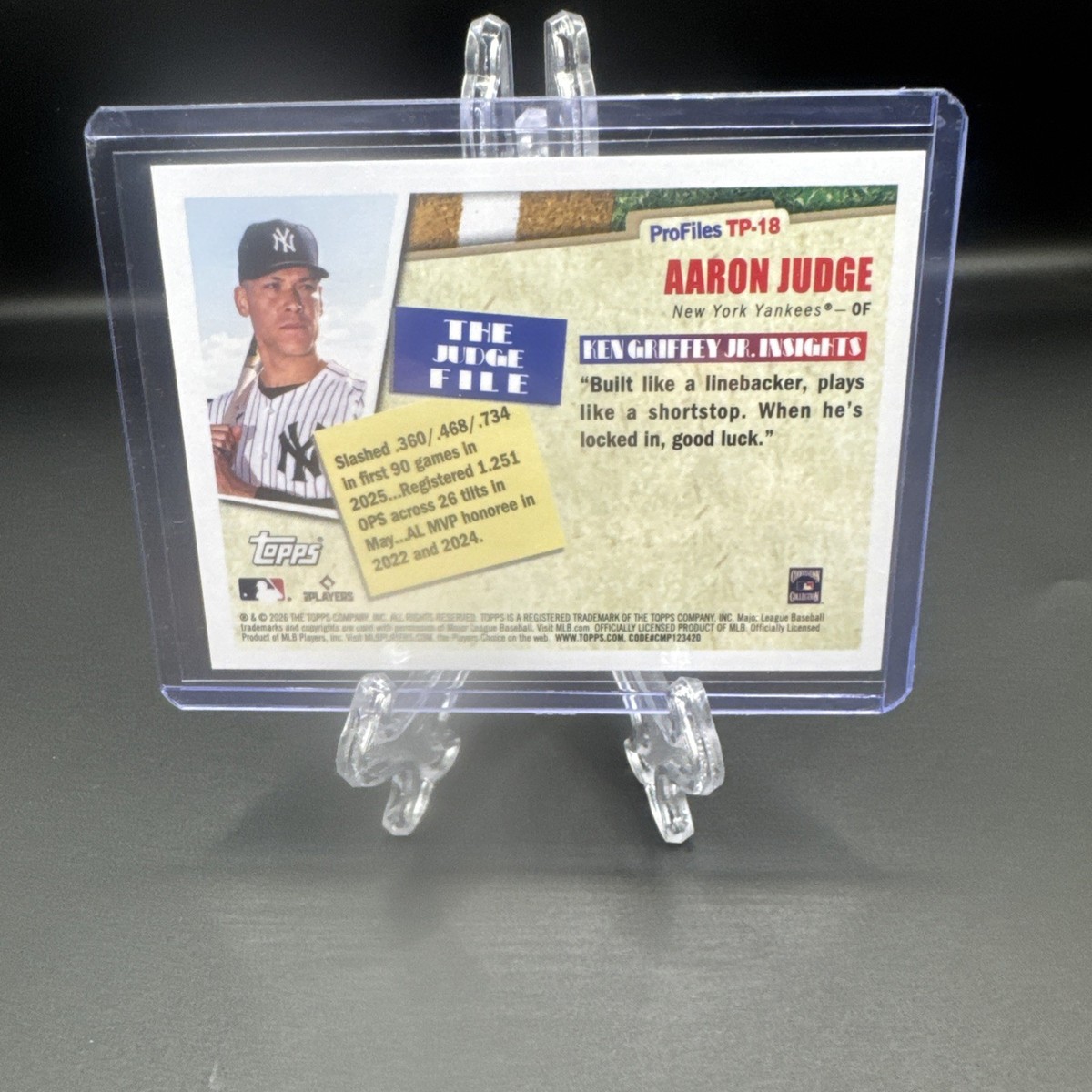2026 Topps Series 1 - Aaron Judge - Profiles Pink Refractor SP 
