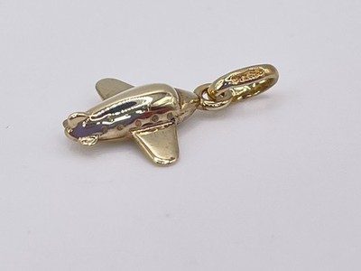 9ct Gold Hallmarked Aeroplane Charm. Goldmine Jewellers.