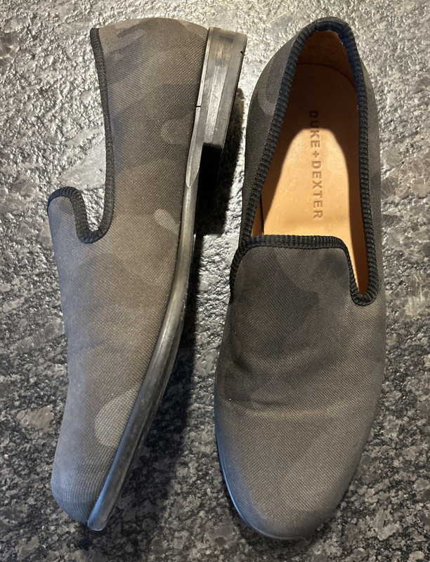 DUKE & DEXTER Gray Camo Loafers, Handmade in England, 10 US, 8 UK, Orig $400