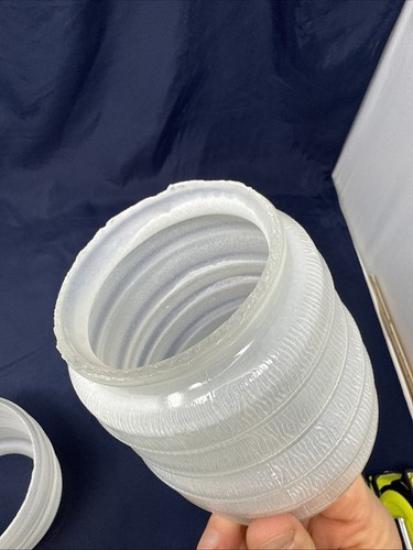 Antico paralume lampada vintage vetro satinato goffrato misura attacco 3 1/4" SET - Foto 15 di 24